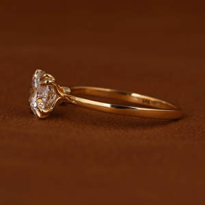 Bijoux de mariage de luxe en or massif 14KT, taille ronde, diamant de laboratoire cultivé, bague de fiançailles solitaire classique à offrir - Product Image 2