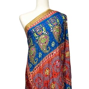 ผ้าไหมลายดอกไม้ปักลายดิจิตัลแบบยาวผ้าจีนสำหรับเจ้าสาวชาวชาติพันธุ์ - Product Image 4