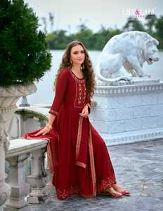 Dernière tenue de créateur, best-seller, costume Anarkali en soie Vichitra, pantalon et dupatta, broderie et travail manuel, exportateur mondial - Product Image 3