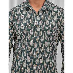 Chemises décontractées 100 % coton imprimées pour hommes, manches longues, en popeline, motifs floraux, animaux et pois, fourniture ODM - Product Image 2