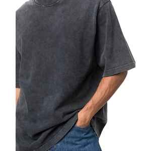 เสื้อยืดผ้าฝ้าย100% ธรรมดาสำหรับผู้ชายผู้หญิงเสื้อยืดสีดำพิมพ์โลโก้ตามสั่งทรงโอเวอร์ไซส์สไตล์วินเทจ - Product Image 4