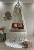 Chaise suspendue en macramé 100% coton faite à la main, style bohème, hamac tissé à la main avec taille personnalisable pour balcon et jardin
