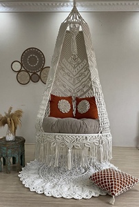 100% fait à la main en coton macramé suspendu balançoire style Boho hamac tissé à la main avec taille personnalisable pour balcon et jardin - Product Image 5