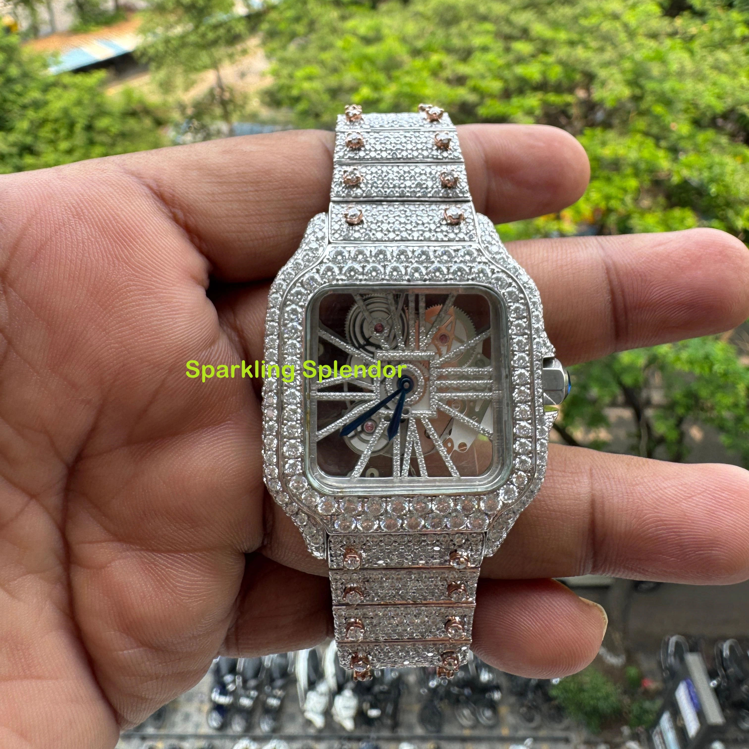 Fruta deliciosa reloj de diamantes de acero inoxidable