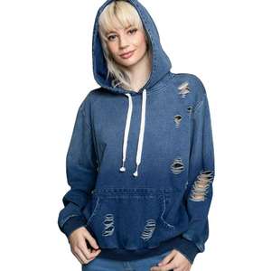 OEM 2025 Men's Distressed <b>Hoodie</b> Breathable Quick Dry Vintage Style 100% Cotton <b>Long</b> & <b>Oversized</b> for Winter - Product Image 5