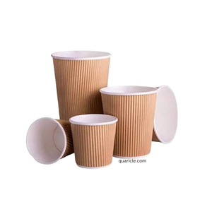 Tasses jetables à ondulation 100% Vaisselle en papier à ondulation naturelle 4oz/6oz/9oz/12oz/16oz Tailles pour boissons chaudes/froides Parties Bars Kits - Product Image 4
