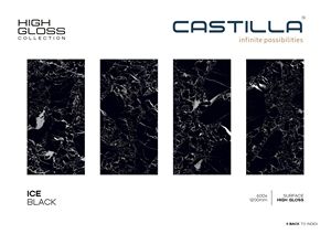 กระเบื้องพอร์ซเลนสีดำ ICE เงาสูง ป้องกันลื่น ดีไซน์ยุโรปสมัยใหม่  ต้านเชื้อแบคทีเรีย สำหรับใช้ภายใน ขนาด 600x1200 มม. - Product Image 2