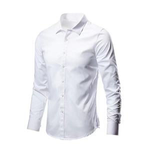 Chemise Homme Printemps-Été 2025 – Couleur Unie, Col Revers, Manches Longues, Boutonnée, Style Business Formel et Professionnel, Coupe Slim - Product Image 1