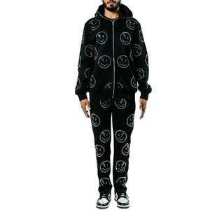 High Quality Fully Customized Men Hooded Casual <b>Rhinestone</b> Tracksuit Breathable Comfortable Anti-Wrinkle Latest Design - Product Image 1