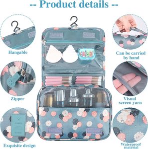 Hanging Travel Bag, Foldable Hygiene Bag Waterproof Wash Bag with Hanging <b>Hook</b> for Bathroom <b>Shower</b> Makeup Travel Organizer OEM - Product Image 2
