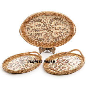ถาดหวายสำหรับตกแต่งร้านอาหารถาดเสิร์ฟอาหารทำมือสไตล์คลาสสิก - Product Image 2