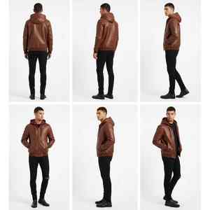 Sweat à capuche à col montant en cuir de haute qualité 100% pour unisexe / Sweat à capuche à impression numérique de couleur unie pour l'hiver - Product Image 1