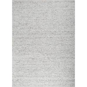 Tapis en laine faits main Contour Ivory, grande surface, 9x12, rectangulaires, style classique, couleur unie, viscose, tissés à la main, pour la maison et les couloirs - Product Image 1