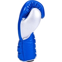 Gants de boxe Phenom, bleu métallisé/argent, à lacets, pour sparring, logo personnalisé OEM, gants de boxe pour arts martiaux, gants de boxe pour adultes