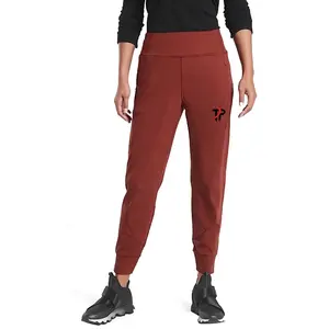 Celana Jogger wanita, pakaian olahraga bernapas desain baru bergaris sisi oranye gelap