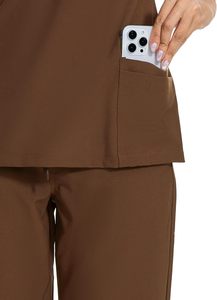 Uniformes Médicos de Alta Calidad, Conjuntos de Uniformes para Enfermeras, Cuello Alto, Manga Corta, Colores y Logotipos Personalizados, 2 Piezas, Unisex, Hospital - Product Image 5