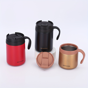 350ml 500ml Stainless Steel Insulated Coffee Mug with Handle Flip Lid <b>Double</b> <b>Wall</b> Travel Tea Cup Custom Logo - Product Image 6