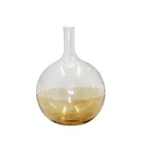 Glass Flower Vase Antique Brass Color Latest Design Flower Pot For Living Room Decoration Customized