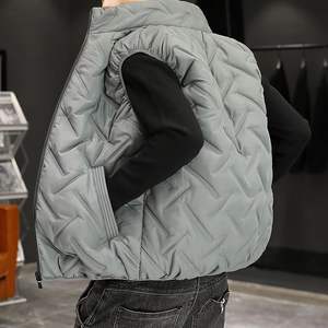 Chaleco cálido de invierno para hombre, chaqueta sin mangas, chaquetas para hombre, chaleco informal de otoño con cuello levantado, chalecos sólidos para hombre, prendas de vestir de talla grande - Product Image 2