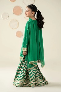 Moda niñas adultas Sharara hecho a mano Georgette seda largo tradicional fiesta desgaste cómodo traje de verano - Product Image 6