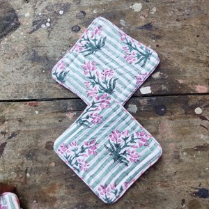 Haute qualité main bloc imprimé tissu matelassé thé caboteur ensemble avec passepoil tapis maison et Restaurant Table accessoires tapis - Product Image 3