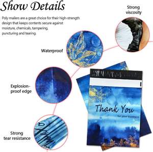 100 แพ็คขอบคุณ โพลีเมลเลอร์ แบ็กส์ 25x33 ซม. ซีลกาวในตัว กันน้ำ ทนต่อการฉีกขาด ทนทาน 2.3M สีฟ้าทอง ย้อมสี ย่อยสลายได้ทางชีวภาพ - Product Image 5