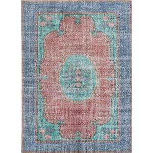 Tapis en laine bleu vintage noué à la main, grand format, motif médaillon, pour la maison, 9x12 rectangulaire, pour salon ou chambre - Pae-2224 - Product Image 1