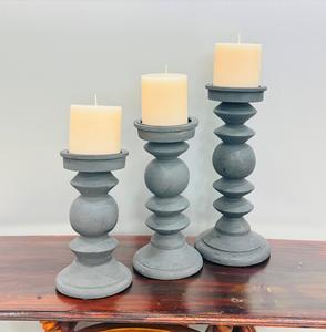 Candelabros elegantes Velas de madera con estilo garrapatas Pilar de estilo georgiano Portavelas Juego de tres - Product Image 5