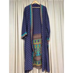 Recycled Silk Sari Women's Boho Chic Vintage <b>Beach</b> Cover Dress <b>Robe</b> for Resort Wear House Gypsy-Swimsuit Cover Ups - Product Image 4