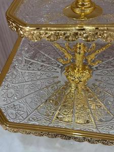 Plateau de fruits moderne et attrayant en cristal et plaqué or pour la décoration de mariage ou de fête d'hôtel à la maison - Product Image 2