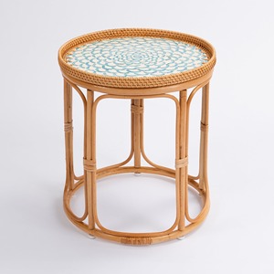 Mesas de té y café para sala de estar, la mejor opción, fregona de ratán natural, mesa con incrustaciones de nácar - Product Image 5
