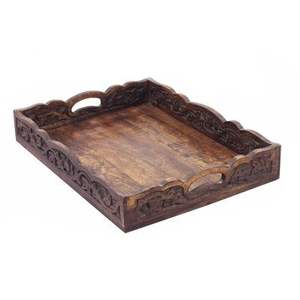 NECESITA BANDEJA IMPRESA DE MADERA DE LA MEJOR CALIDAD TALLADA Forma cuadrada disponible y artesanía de la India mejor muestra Venta caliente - Product Image 1