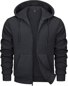 Heavyweight Boxy Zip-Up Sudadera con capucha 100% algodón Patrón sólido Logotipo frontal Servicio OEM para la temporada de invierno - Product Image 3