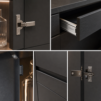 Meubles de cuisine noirs modernes de luxe sur mesure avec îlot central, solution de rangement modulaire pour toute la maison