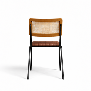 เก้าอี้รับประทานอาหารหนังแท้แบบซ้อนได้ |   ที่นั่งร้านอาหารอินดัสเทรียล บิสโทร |   เฟอร์นิเจอร์โครงเหล็กหุ้มหวายแบบสั่งทำ - Product Image 4