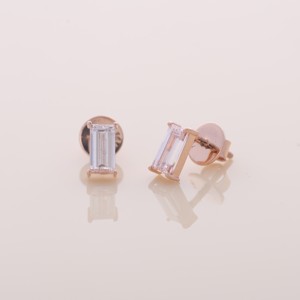 IGI Certified Lab Grown <b>Emerald</b> Cut Diamond <b>Stud</b> Earrings Solid 925 Sterling Silver Minimalist Classic Earrings - Product Image 2
