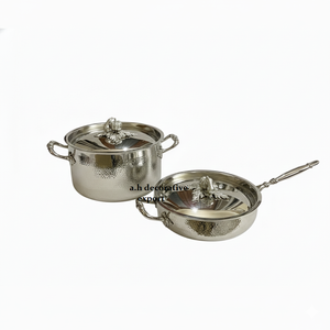 Ensemble de casseroles et poêles en métal martelé artisanal, écologique, avec couvercles en forme de citrouille, style moderne européen, en promotion - Product Image 4