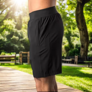 Gran oferta, pantalones cortos personalizados para correr para hombre, cintura elástica, tipo de cintura media, patrón sólido, lona de punto, servicio OEM - Product Image 3