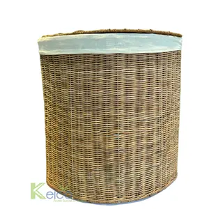 Hot Design Handgemachte und umwelt freundliche Willow Woven Wicker Corner Lagerung Wäsche korb mit Deckel Brown Natural Vintage Farbe