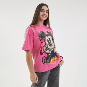 T-shirt tricoté à épaules tombantes 100% coton pour femmes en gros T-shirt décontracté surdimensionné imprimé graphique personnalisé Streetwear - Product Image 2