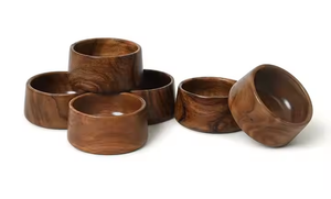 Petit ensemble de 2 bols en bois pour la décoration de la maison et de la cuisine et le service Bol en bois vintage moderne par glowin fashion - Product Image 3