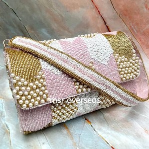 Elegante bolso bohemio hecho a mano con cuentas para mujer bolso de noche bordado con cuentas de vidrio estilo sobre de moda para niñas - Product Image 2