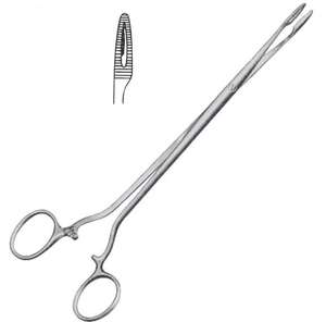 Pinzas Quirúrgicas Rectas Duplay de 26 cm, Juego de Instrumentos de Accionamiento Manual, Función de Sujeción de Esponjas, Acero Inoxidable 410, Plateado+Dorado - Product Image 1