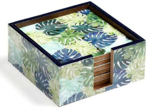 ชุดที่รองแก้วลายดอกไม้พิมพ์ดิจิตอลจานรองแก้วไม้มันวาวพร้อมถาดเคลือบ6ชิ้นและแผ่นรอง - Product Image 3