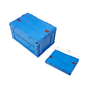 Heavy-Duty Durable Red nhựa Thùng Lưu Trữ trường hợp hộp nhựa có thể gập lại công nghiệp vận chuyển Hộp lưu trữ với nắp - Product Image 4