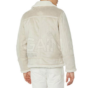 Veste d'hiver classique pour homme, coupe ajustée, en cuir véritable et toile, logo sur le devant, respirante, style streetwear, vente en gros - Product Image 5