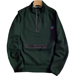 Sweat-shirts à capuche brodés pour hommes personnalisés, hiver, demi-zip, 100% coton, surdimensionné, épaules tombantes, fermeture éclair de haute qualité, poche - Product Image 3