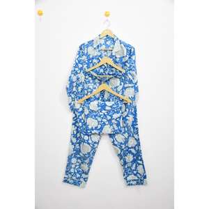 Ensemble de pyjama en satin de coton 100% imprimé décontracté et élégant, respirant, avec lettres, taille élastique, confortable, vêtements de nuit indiens pour femmes - Product Image 2