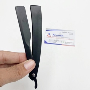 Maquinilla de afeitar de peluquero Manual profesional con logotipo personalizado de alta calidad, acero inoxidable negro, sostenible y saludable - Product Image 3