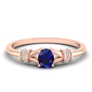 Anillo Solitario de Zafiro Azul de Corte Ovalado de Alta Calidad REYES de 0.35 Quilates en Plata de Ley 925, Joyería de Moissanita GRA - Product Image 1